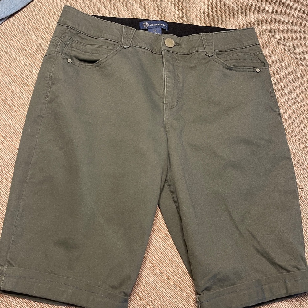 Democracy Olive Green Bermuda Shorts